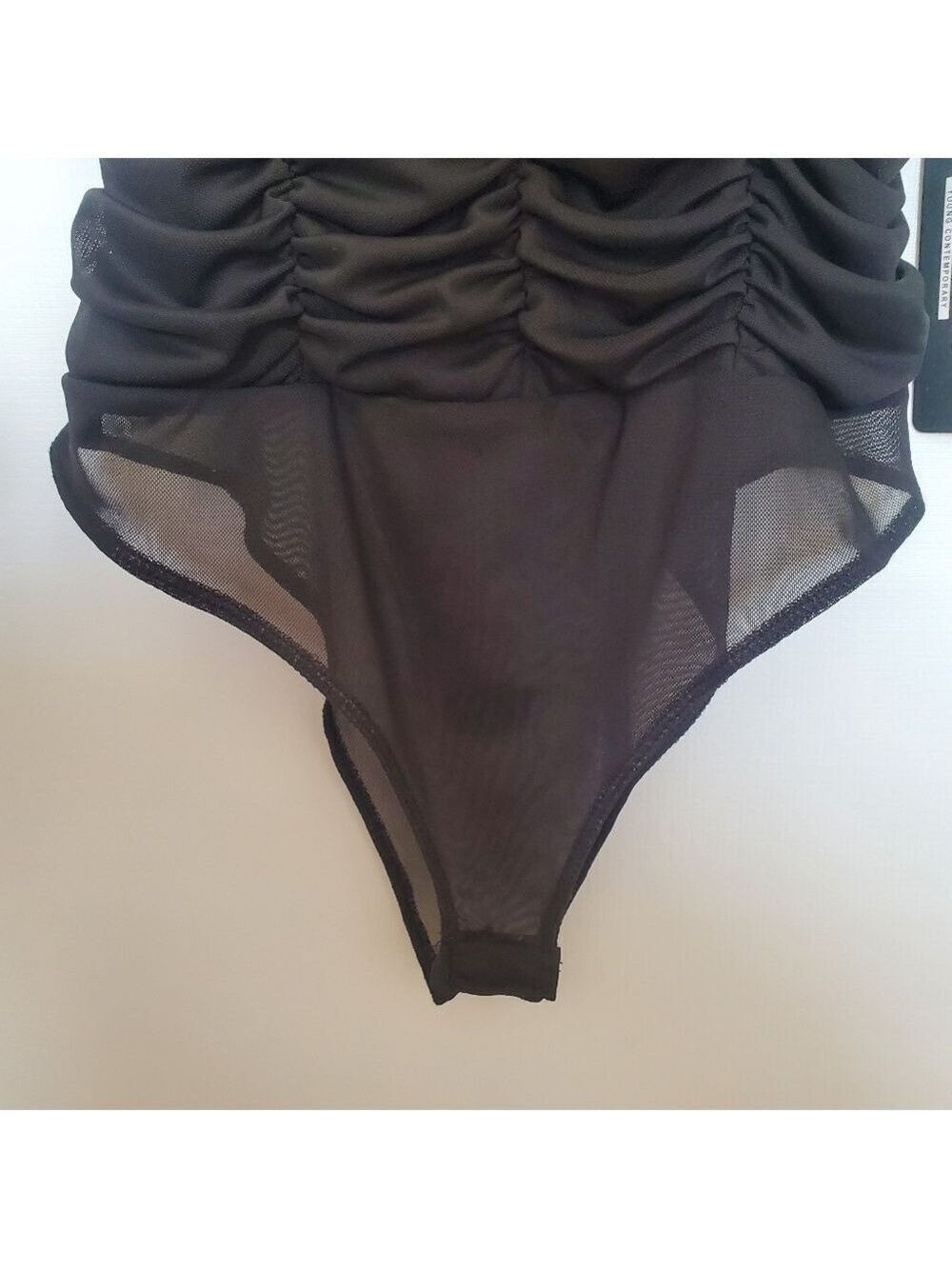 HAUTE MONDE WOMENS BODY SUIT RUCHED DESIGN STRAPS COACHELLA BLACK ( S ) - Picture 8 of 12